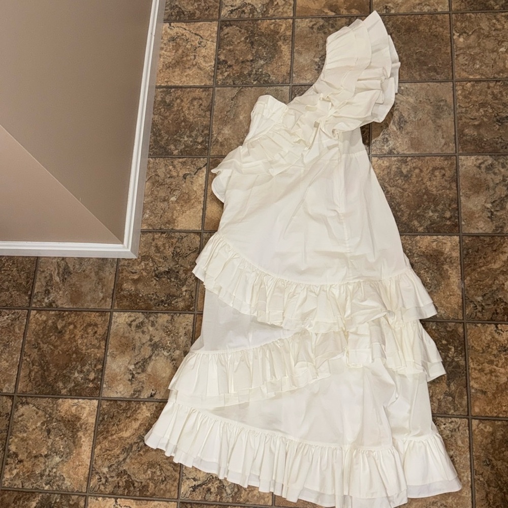 Anthropologie CeliaB One Shoulder Ruffle Midi Dress